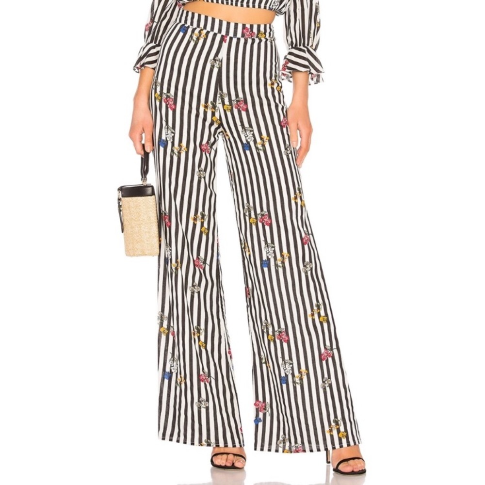 Lovers + Friends Zoey Wide Leg Pant Striped Floral